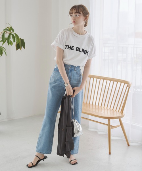 ANGIE tシャツ フロッキープリント / 箔 メタリック プリント ロゴT