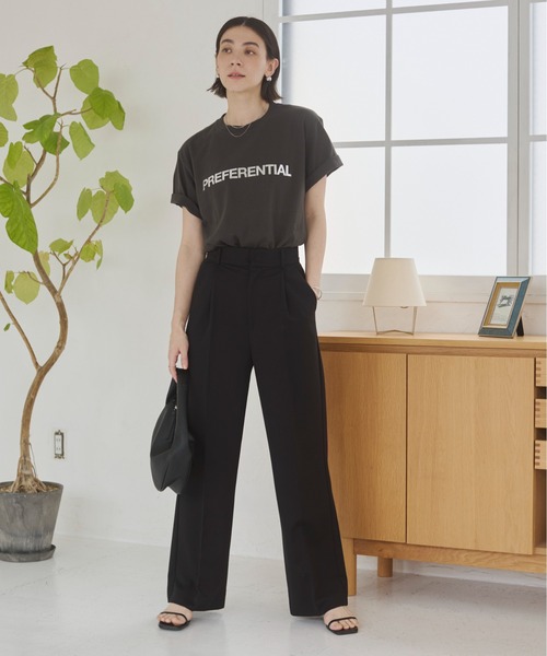 ANGIE tシャツ 半袖 フロッキープリント / 箔 メタリック プリント