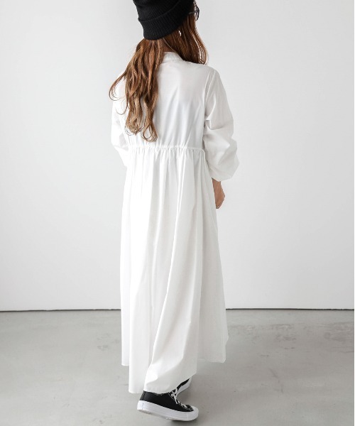 希少　エルメス　マルジェラ期　シャツロングワンピース　マキシ　ステッチ　ギャザー La-gemme ワンピース ギャザーシャツワンピース : ZOZOTOWN
