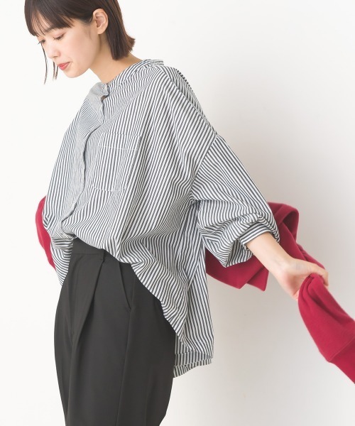 OMNES（オムネス） ブラウス シャツ 製品洗いブロードボリューム袖長袖