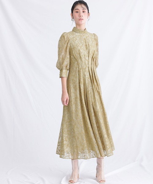 オケージョン ドレス ミモレ丈 atlo atlo ドレス 結婚式 パーティードレス スクエアネックミモレ丈