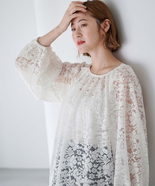 ur's（ユアーズ） ブラウス シャツ ボリュームスリーブスカラップ