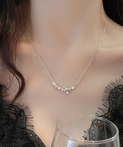 VKEID] ドレス ネックレス グリッターダイヤモンド幾何鎖骨ネックレス 