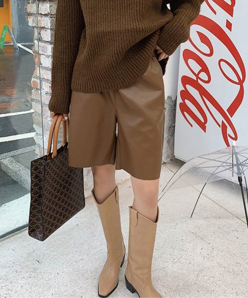 Basicksエコレザーショートパンツ パンツ エコレザーショートパンツ レディース : ZOZOTOWN Yahoo