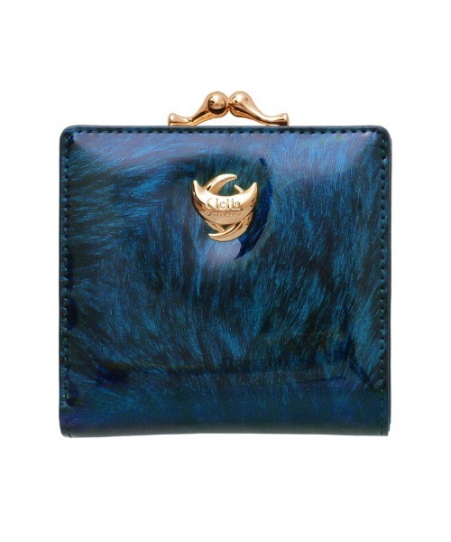 11☆美品♪エピ ♪ガマ口♦︎折り財布♪ ブルーカラー Clelia（クレリア） 財布 エナメルラメ加工がま口折り財布 レディース