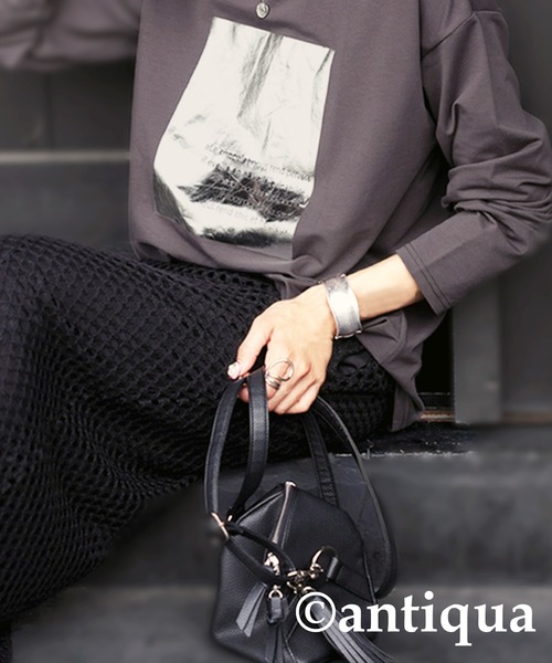 antiqua（アンティカ） tシャツ 箔押しロンT レディース : ZOZOTOWN