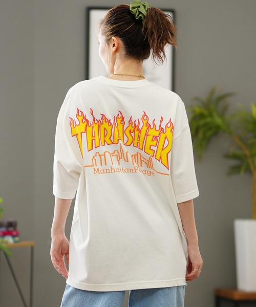 tシャツ Manhattan Portage/マンハッタンポーテージ  THRASHERコラボ Tシャツ オーバーサイズ MP-M583 レディース