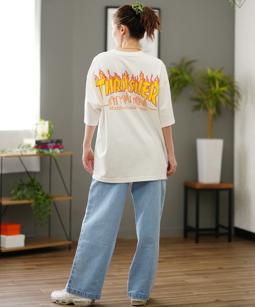 tシャツ Manhattan Portage/マンハッタンポーテージ  THRASHERコラボ Tシャツ オーバーサイズ MP-M583 レディース Manhattan Portage tシャツ Portage/マンハッタンポーテージ