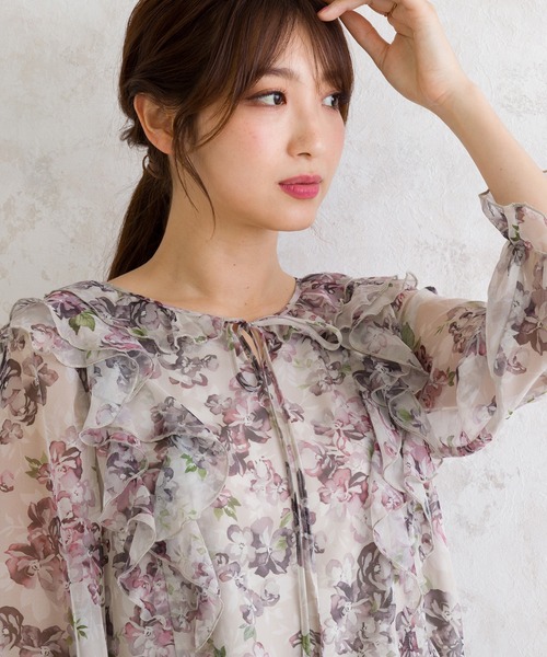 Rose Tiara ブラウス シャツ 「セットアップ可」フラワー
