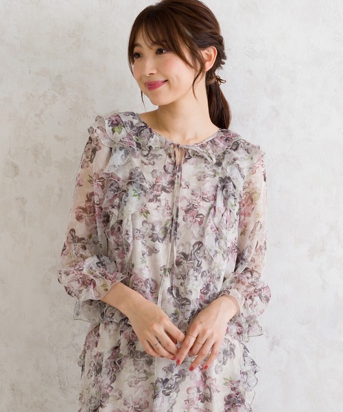 Rose Tiara ブラウス シャツ 「セットアップ可」フラワー