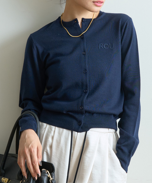 Rouge vif la cle（ルージュ ヴィフ ラクレ）ロゴ刺繍カーディガン ルージュ ヴィフ ラクレ Rouge vif la cle ロゴ刺繍カーディガン
