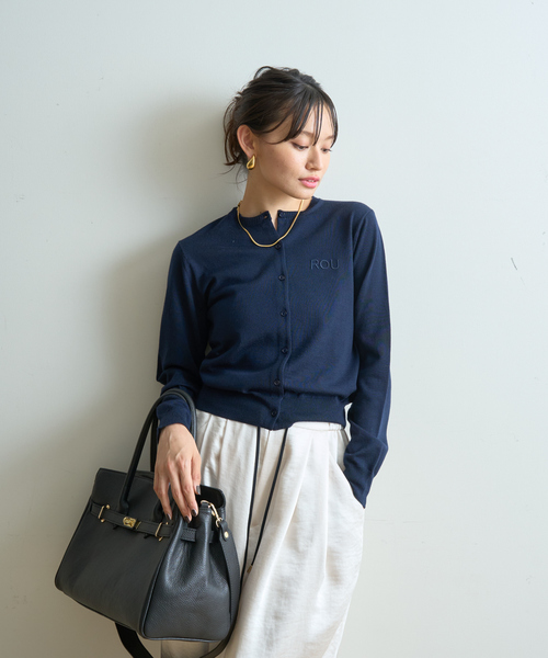 Rouge vif la cle（ルージュ ヴィフ ラクレ）ロゴ刺繍カーディガン ルージュ ヴィフ ラクレ Rouge vif la cle ロゴ刺繍カーディガン