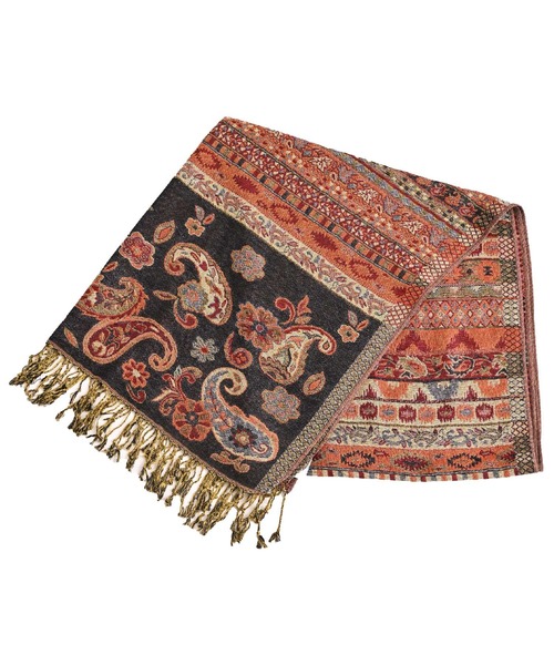 marai（マーライ） ストール マフラー ペイズリー総柄 ジャガード刺繍