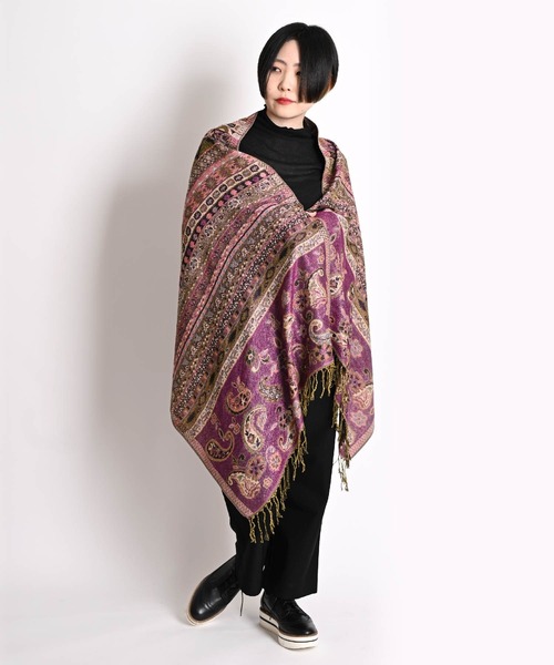 marai（マーライ） ストール マフラー ペイズリー総柄 ジャガード刺繍