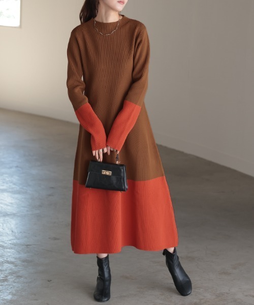 【美品】ルネ ニットワンピース ライトピンク ひざ丈フレア Aライン HUG.U ワンピース Aラインニットワンピース : ZOZOTOWN Yahoo!店