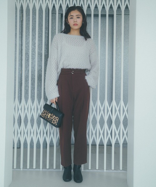 VIS（ビス） パンツ 「美warm」ストレッチベルト付きハイウエスト