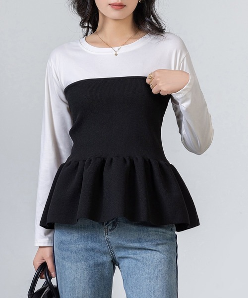 DAY CLOSET チューブトップ ベアトップ レディース 2WAYペプラム切替え