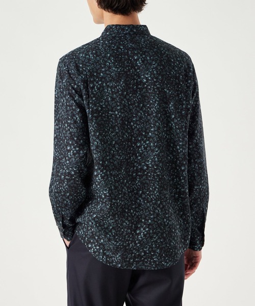 ポールスミス　黒　ブラック　柄　シャツ　メンズ　レディース Paul Smith ポールスミス 長袖 シャツ 青リンゴ 総柄 黒 ブラック