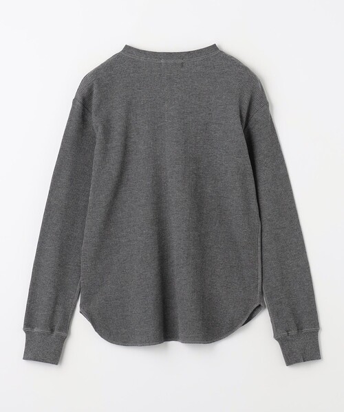 【グレー2】ミニワッフル 長袖 モックネック プルオーバー (WOMENS) JEMORGAN（ジェーイーモーガン） tシャツ ビッグワッフル クルーネック