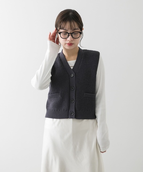 ネイティブビレッジ Shade of a tree ニットベスト No.15:Shade of a tree/Knit bloom vest | oeuf.f