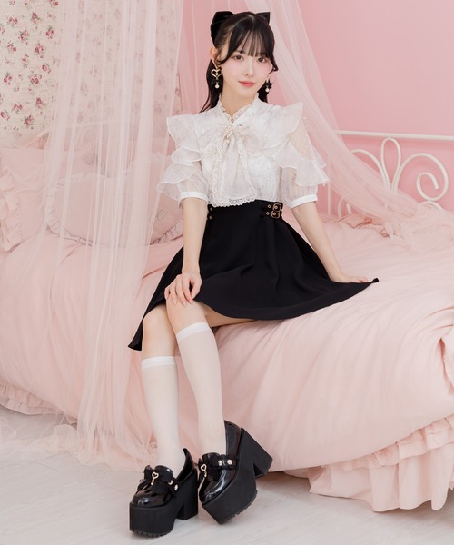 ROJITA ハートビジューリボン厚底シューズ サイズ38 ハートビジューリボン厚底シューズ（ローファー）｜ROJITA