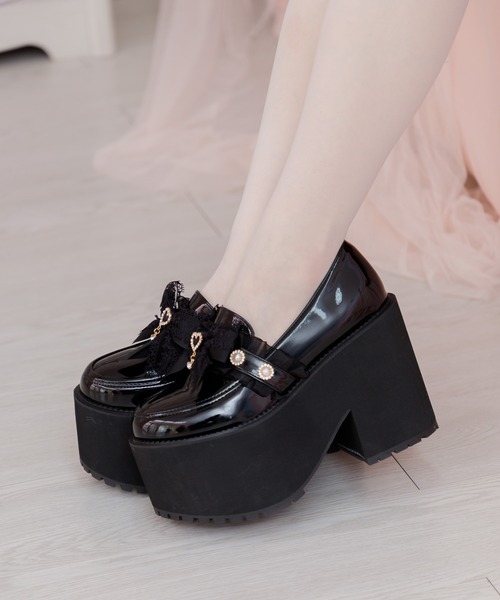 ROJITA（ロジータ） ローファー ハートビジューリボン厚底シューズ