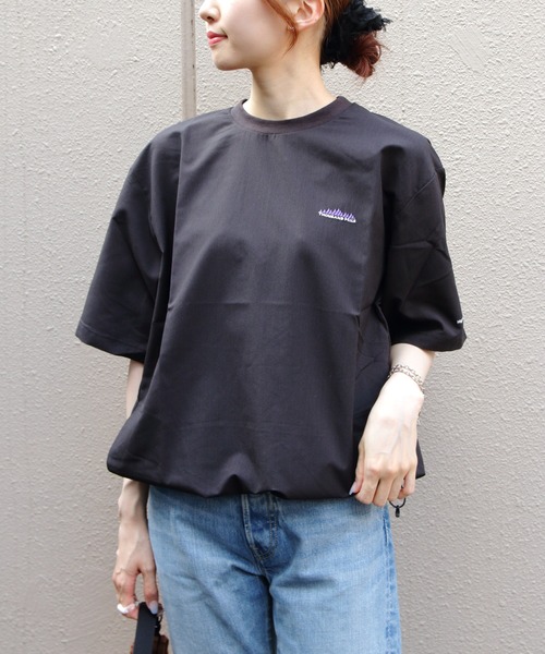 THOUSAND MILE サウザンドマイル シャツ 黒 THOUSAND MILE tシャツ MILE/サウザンドマイル ドローコードTEE