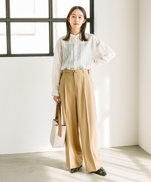 華やぎシアーシャツセット レディース服まとめ売り コーデ売り 綺麗め 大人 セットアップ 楊柳シアーシャツ＋パンツ セットアップ