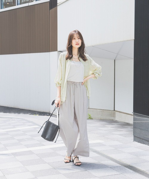 GLOBAL WORK ブラウス シャツ アソート柄シアーシャツ/288604
