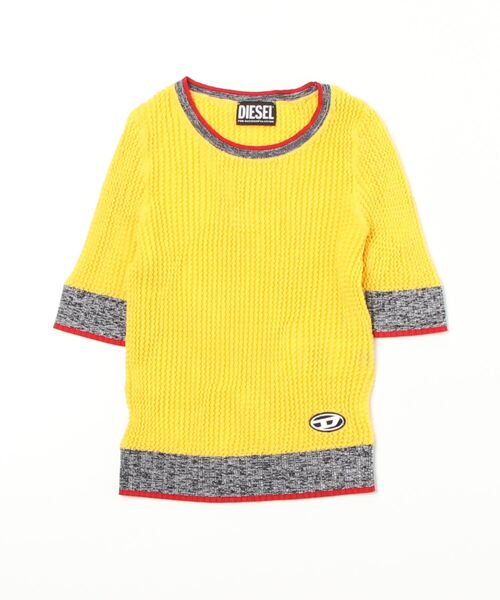 「DIESEL」 半袖ニット LARGE イエロー レディース