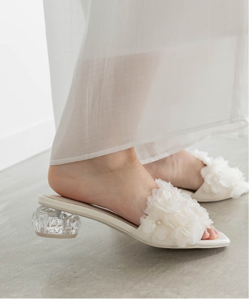 RANDA（ランダ） サンダル シフォンフラワーミュールサンダル