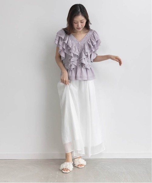RANDA サンダル シフォンフラワーミュールサンダル レディース
