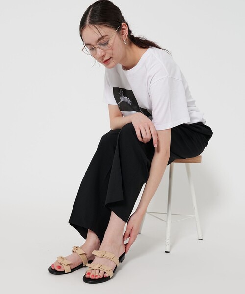 BEAUTY&YOUTH 黒 リボン付きサンダル BEAUTY＆YOUTH UNITED ARROWS サンダル ダブル リボン