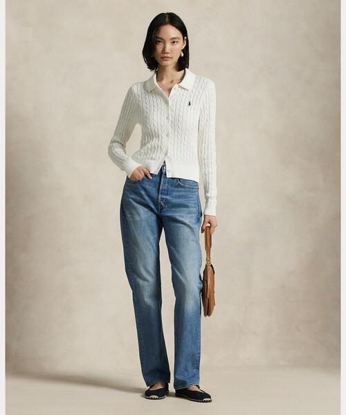 POLO BCS ケーブルニットカーディガン アイボリー Heather Heather カーディガン 「POLO BCS(ポロ・ビーシーエス