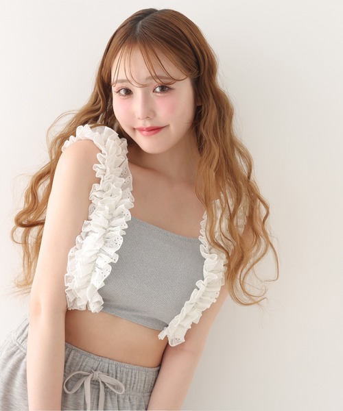 swimwear/フリルタンク+ティアードミニ/3点セット one after another NICE CLAUP 水着 swimwear/フリルタンク+