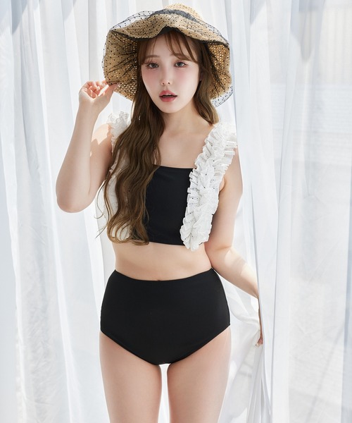 swimwear/フリルタンク+ティアードミニ/3点セット one after another NICE CLAUP 水着 swimwear/フリルタンク+