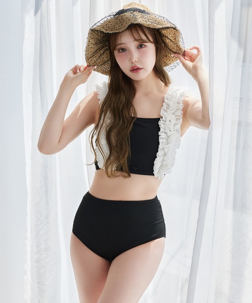 swimwear/フリルタンク+ティアードミニ/3点セット one after another NICE CLAUP 水着 swimwear/フリルタンク+