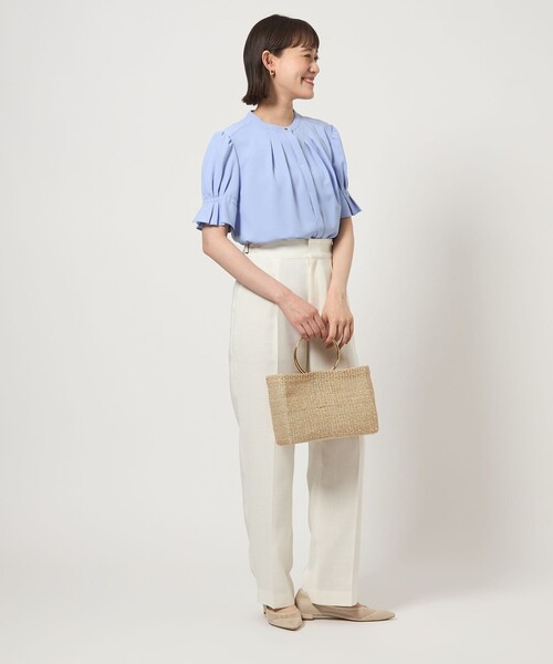 「green label relaxing」 半袖ブラウス FREE ターコイズブルー レディース green label relaxing リバーシブル ストライプ 半袖 ブラウス