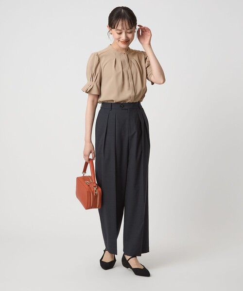 新品　グリーンレーベル　袖 タック ショート スリーブ ブラウス green label relaxing ブラウス シャツ 袖タック ショート