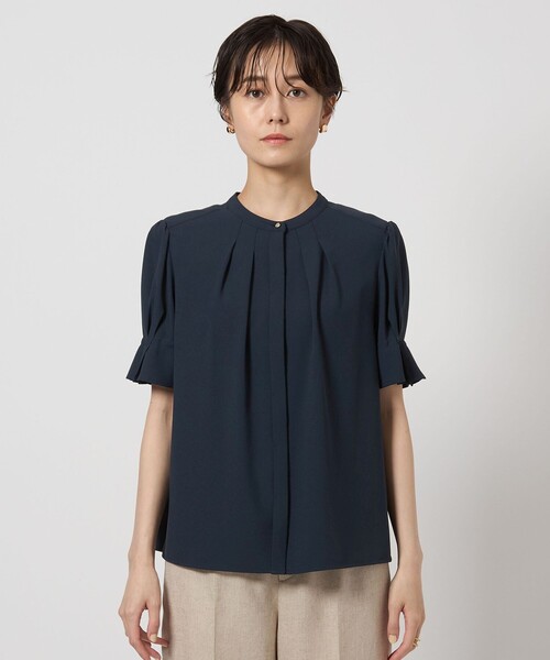 green label relaxing ブラウス シャツ 袖タック ショート