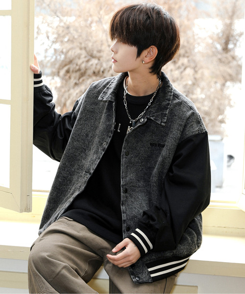 CONVERSE 「CONVERSE」 スタジャン LARGE ブラック メンズ : ZOZOTOWN