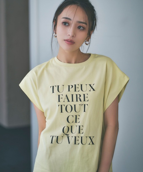 tシャツ 「近藤千尋さんコラボ」オーバーサイズフレンチスリーブT（AJUGA.x BAYFLOW） レディース