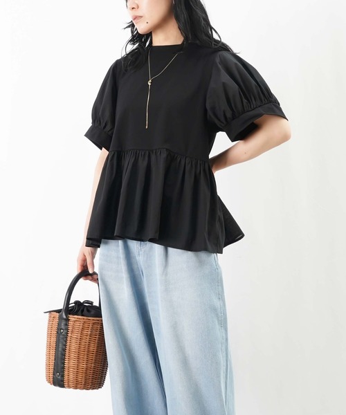 tシャツ LC/LLL 布帛切替ギャザープルオーバー レディース LADY LUCK LUCA tシャツ LC/LLL 布帛切替ギャザープルオーバー
