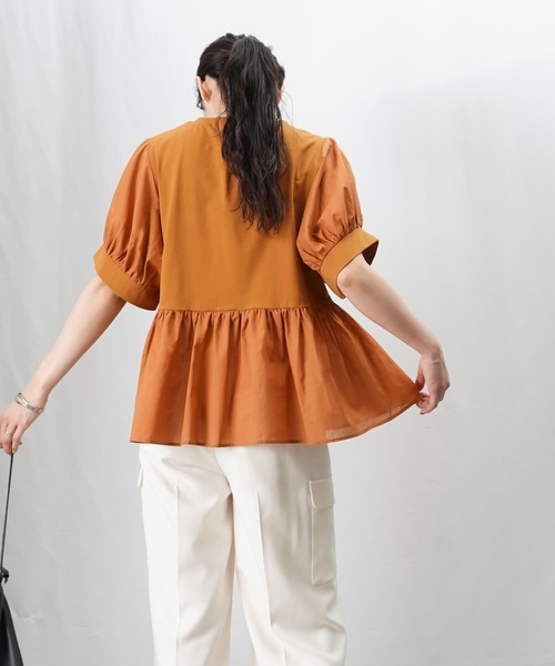 LADY LUCK LUCA tシャツ LC/LLL 布帛切替ギャザープルオーバー