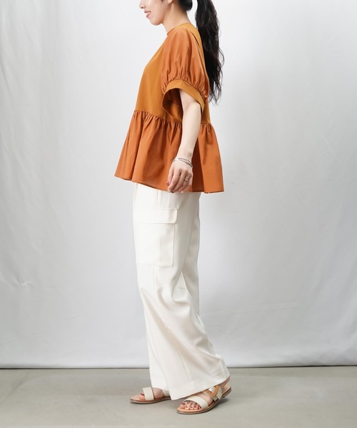 LADY LUCK LUCA tシャツ LC/LLL 布帛切替ギャザープルオーバー