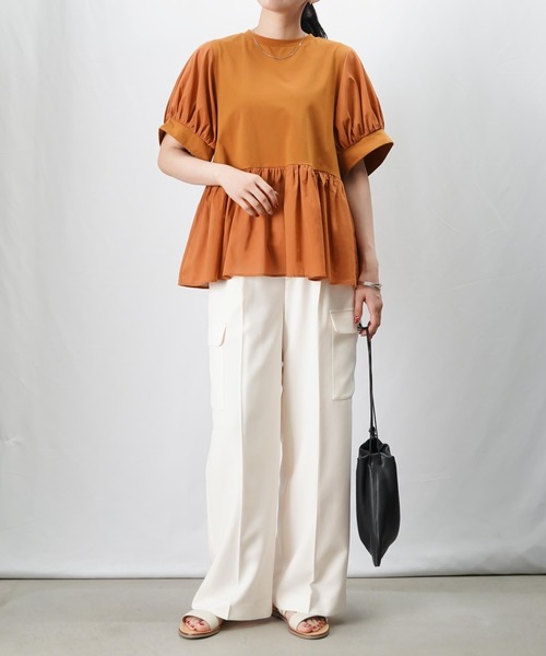 tシャツ LC/LLL 布帛切替ギャザープルオーバー レディース LADY LUCK LUCA tシャツ LC/LLL 布帛切替ギャザープルオーバー