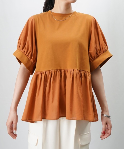 tシャツ LC/LLL 布帛×カットソープルオーバー レディース LADY LUCK LUCA tシャツ LC/LLL 布帛×カットソープルオーバー