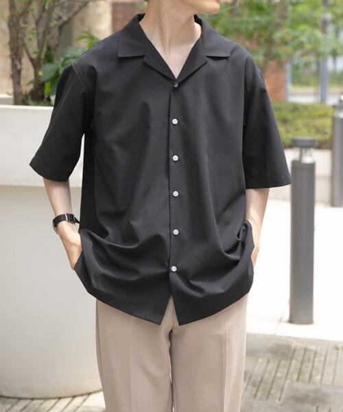 【名作アーカイブ】Y's for men リネン オープンカラー シャツ 黒a1 ITEMS URBANRESEARCH（アイテムズ アーバンリサーチ） シャツ リネン
