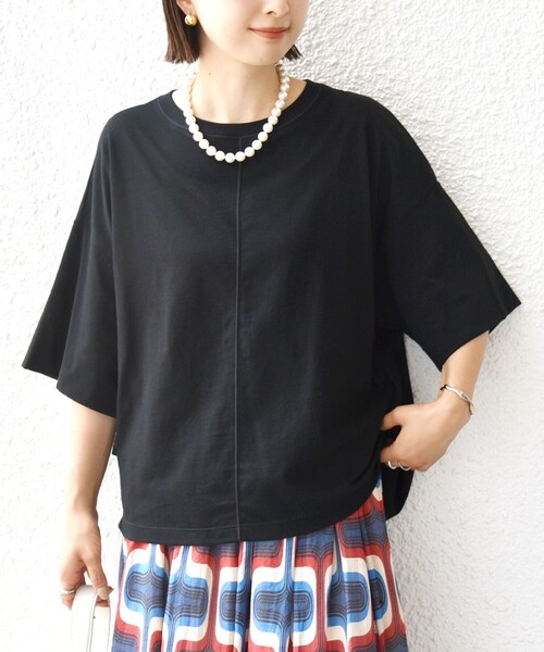 tシャツ 裾タック コクーン ショートスリーブ プルオーバー レディース