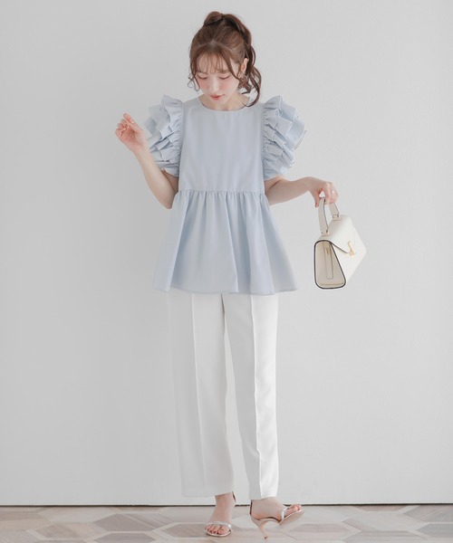 fitmore ラッフルスリーブペプラムブラウス ラッフルスリーブペプラムブラウス（シャツ/ブラウス）｜Fit